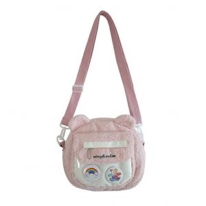 Sac &agrave; bandouli&egrave;re femelle-moelleux Sac &agrave; bandouli&egrave;re en peluche pour femmes Ados mignon JK Sacoche-Sac - Neuf
