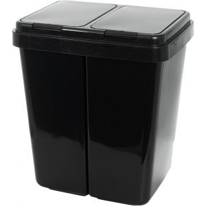 Poubelle De Recyclage Double Tri S&eacute;lectif 2X25 Litres Compartiments Anthracite - Neuf