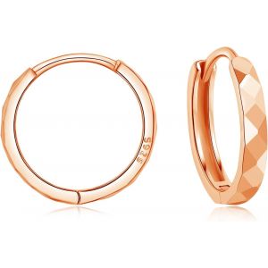 Kal-Créoles En Argent 925 Pour Femme Avec Zircone Blanche 5a - Boucles D'oreilles Créoles En Argent Sterling 925 Pour Femme Et Fille - Petit Cartilage De Dormeur Neutre Hypoallergénique - 13 À - Neuf