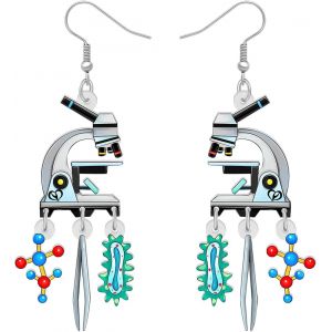 Kal-Boucles D'oreilles Microscope De Laboratoire Amusantes En Acrylique Bijoux Dna Bijoux Cadeaux D'école D'infirmières Pour Les Femmes Fille Professeur De Biologie Etudiante - Neuf