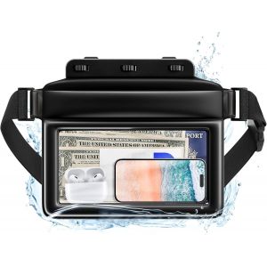 Grande Sac Pochette Étanche Flottante 25 * 23 * 2 CM, Sac Banane Super Étanchéité Universelles à 7 Pouces avec Ceinture Ajustable Certifiée par IPX8, Range Téléphone Clé Cartes Monnaie - Neuf