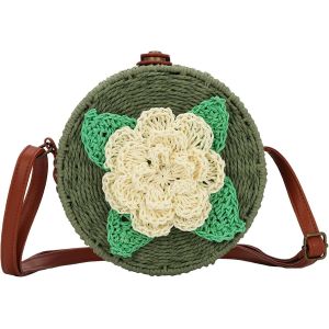 TZF-Femmes Rond Sac En Paille Tissé À La Main Plage Bandoulière Bandoulière Sac À Main Sac À Main Chic Naturel Cercle Boho Sac Pour Vacances Rencontre Plage - Neuf