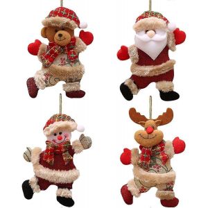 4PCS d&eacute;corations de No&euml;l Cadeau de No&euml;l Suspendus D&eacute;coration p&egrave;re No&euml;l Bonhomme de neige Renne, Ours Poup&eacute;e pour No&euml;l F&ecirc;te de no&euml;l D&eacute;coration de la Maison - Neuf