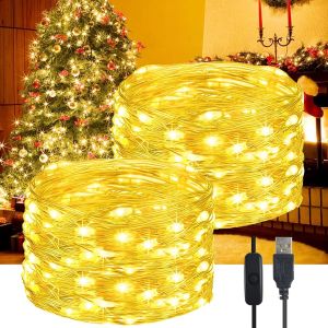 Kal-Guirlande Lumineuse Led Usb, 5 M, 50 Led, Étanche, Avec Interrupteur, Micro Fil De Cuivre, Guirlande Lumineuse Pour L'extérieur Et L'intérieur Pour Bricolage, Noël, Chambre, Fête, Décoration De - Neuf