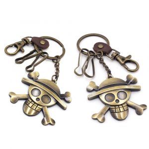 2Pcs Vintage Crâne en Métal Keychains pour des Femmes des Hommes Clés de Voiture Sac à dos porte-monnaie Cadeau d'Anniversaire en Cuir de Vachette de Fantôme Pirate Trousseau de Décoration - Neuf