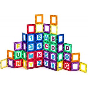 KALWL-36 Pièces De Construction Magnétique Set Tiles: Kit Pédagogique Clickins Inclure 18 Magnétique De Windows Et 18 Lettres Et Chiffres-Créativité&Stimule Le Développement Du Cerveau - Neuf