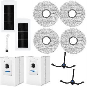 KAL-Kimsin Accessoires Pour Ecovacs Deebot X5 Omni, X5 Pro Pièces De Rechange Pour Aspirateur Robot, 4 Chiffon + 2 Sacs À Poussière + 2 Brosses Latérales + 2 Hepa Filtres + Brosse - Neuf