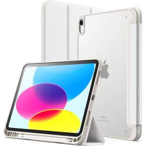 Coque Mat Pour Ipad (A16) 11&Egrave;me/10&Egrave;me G&eacute;n&eacute;ration (2025/2022) Avec Porte-Stylet, &Eacute;tui Arri&egrave;re Translucide Givr&eacute;e Fine Support Antichoc Housse (Blanc) - Neuf
