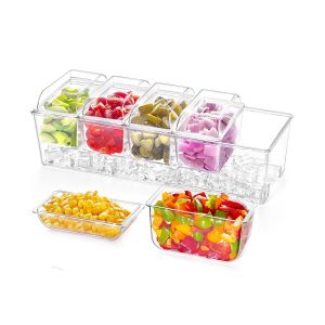 Plateau De Service En Plastique Sans Bpa, Avec 5 Compartiments Et Un Bac &Agrave; Gla&ccedil;ons. - Neuf