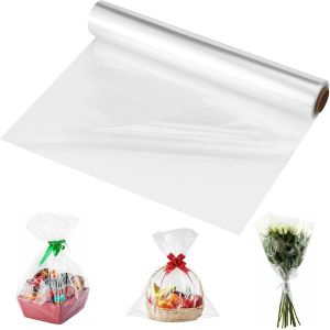 Papier Emballages Cadeau 80cmx30m, Rouleaux Sacs Wrapping Cristal Grands, 3mil Dépaisseur Cellophane Sac Clairs Plastique Imperméable Pour Fleurs,Artisanat,Cadeaux,Biscuits,Bouquet,Panier,Alimentaire - Neuf