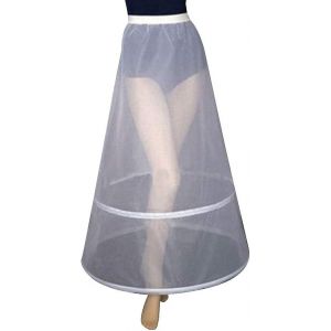 Jupon De Mariée, Robe De Mariée Taille Empire Élastique À Une Couche, Jupon Crinoline À 2 Cerceaux, Coupe Trapèze, Longueur Cheville, Jupon Complet - Neuf