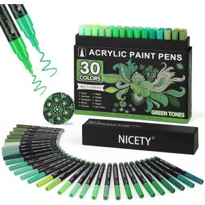 Mevronisshop-30pcs Feutre Acrylique Peinture Stylo Marqueur Peinture Acrylique Verre Pour Bois, Toile, Verre, C&eacute;ramique - Acrylic Paint Marker Acrylstifte F&uuml;r &Agrave; Base D'eau &Agrave; 0,7 Mm Extra Pointe Fine( - Neuf