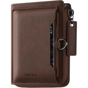 asas-Portefeuille Pour Homme Avec Blocage Rfid Porte Cartes De Crédit Portefeuille En Cuir Porte Cartes À Deux Volets Avec Fermeture Éclair Et Poche Pour Pièces De Monnaie - Neuf