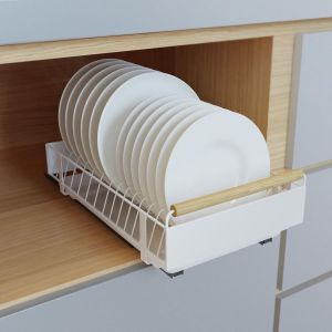 Égouttoir À Vaisselle Coulissante Blanc Pour 13 Assiettes, Egouttoir Vaisselle Metal Avec Bac D'égouttement Amovible, Égouttoir À Assiettes Push-Pull Pour Placard De Cuisine - Neuf
