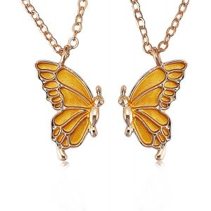 Kal-Collier D'amitié Pour 2 Best Friend Pendentif Separable Detachable Papillon Acier Inoxydable Bijoux Pour Femmes Filles Couple - Neuf