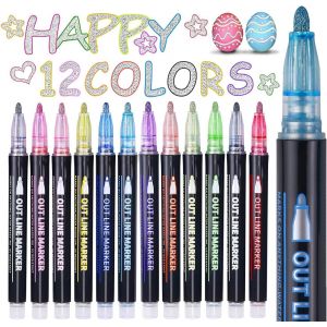 Loc-Stylo Paillette, Cadeau Fille 4-12 Ans, 12 Feutres Paillettes Magique, Cadeau Paques Enfant, Marqueur Magique Pour Dessin, Scrapbooking, Carte Cadeau, Loisirs Créatifs Fille, Cadeau Ado Fille - Neuf