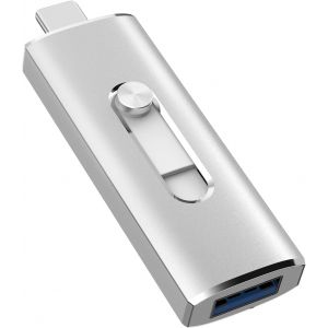 TIANYI-Clé USB C 128 Go Cle USB 3.1 128 Go 2 en 1 Clef Memory Stick OTG Flash Drive 128 Giga 3.1 U Disque Porte Clé Haute Vitesse Imperméable Type-C à Double Connectique pour Samsung S8/S9 Huawei - Neuf