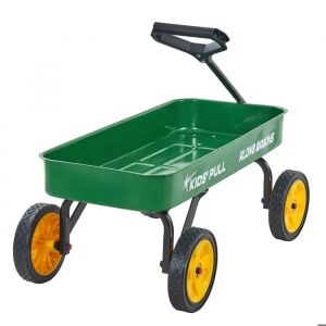 Chariot &agrave; Tirer pour Enfants 101 cm-Duoku-Chariot M&eacute;tallique Tout-terrain, Capacit&eacute; 80 kg, Id&eacute;al pour Jardinage, Vert - Neuf