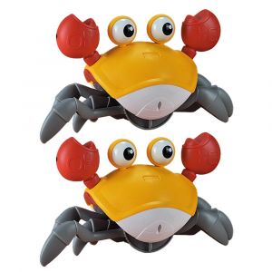 Jouet crabe &eacute;lectrique rampant avec musique et lumi&egrave;re LED, rechargeable par USB, d&eacute;tection d'obstacles infrarouge - Neuf