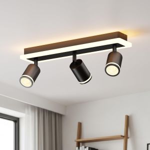 Subzonal-Spot De Plafond Led, Luminaire Plafonnier Noir Gu10, Luminaire Int&eacute;rieur &Agrave; 3 Lumi&egrave;res Pour Salon, Base Rectangulaire Avec Barre Lumineuse Int&eacute;gr&eacute;e (Sans Ampoule) - Neuf