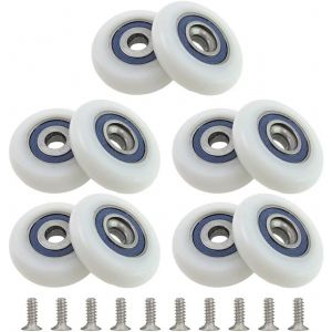 Roulette Porte Roulette de Douche 10 Pièces Roulette Porte de Douche Roulette Porte Douche Roues Roulette Porte de Douche Roulette de Douche 28 mm Coulissante de Douche avec des Vis - Neuf