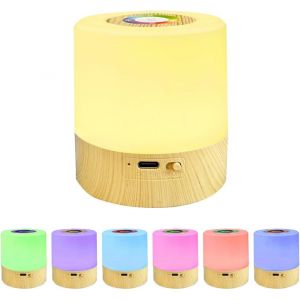 BNHGC-Mini Veilleuse LED, Lampe Table de Chevet Intelligente, Portable Commande Tactile Dimmable, Chronométrage 2/4 H, USB Rechargeable, Changement Couleur RGB pour les Chambre, Enfants (Grain bois) - Neuf