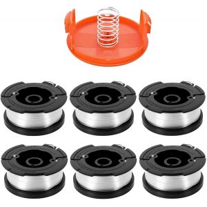 KALANKA-7 Pack Bobine Fil Coupe Bordure Remplacements pour Black Und Decker Af-100-3zp Rasentrimmer,9.14M Trimmer Spule,Enthält 6 Ersatz-Trimmerspulen,1 Ersatz-Spulenabdeckung Und 1 Ersatzfeder - Neuf