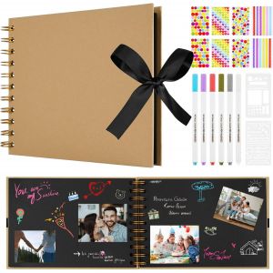 Album Photo Scrapbooking Diy 30 Pages Noires,Album Souvenir Diy,21,5 X 15 Cm,Diy Spirale Album Fait Main Bricolage Livre De M&eacute;moire,Album De B&eacute;b&eacute;,Diy Album Livre,Scrapbooking,Jaune - Neuf