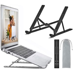 P Support Ordinateur Portable, Support Pc Portable Ventil&eacute; En Aluminium R&eacute;glable, Refroidisseur Ergonomique Compatible Avec Macbook Air, Hp, Dell, 10-15.6&iquest;&iquest; (Noir) - Neuf