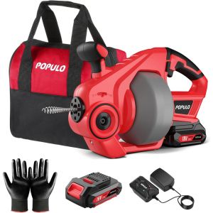 VornixorSarlshop18V(20V MAX) Furet D&eacute;boucheur de Canalisation, Arbre Flexible de 7,6m Tari&egrave;re de Vidange, Adapt&eacute; au Diam&egrave;tre du Tuyau de 19-76mm, Id&eacute;al pour le Drainage pour la Salle de Bain, l'&Eacute;gout - Neuf