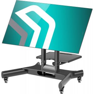 MEVRONISSHOP-Support TV Mobile pour 32-70 Pouces, Support TV sur Pied avec roulettes Charge Max 45 kg, Tele sur Pied Roulette VESA 100x100-600x400, Chariot Tele Inclinable Hauteur R&eacute;glable Noir TS135 - Neuf