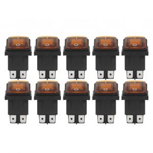 XYONG Lot de 10 interrupteurs a bascule a 2 positions, marche/arret, 30 A, AC 125 V/250 V, pour bateau, avec lumiere LED, 4 broches, orange - Neuf