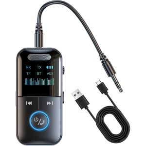 KALANKA-Adaptateur Bluetooth 5.4 Émetteur, Transmetteur Récepteur Bluetooth 2 en 1 pour TV, Récepteur Prise Jack 3.5mm, Émetteur Bluetooth Sans Fil pour Téléphone, Casque,Haut-Parleurs, Système Audio - Neuf
