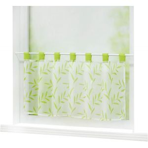 Celilie Rideau Brise-Bise En Voile Motif De Feuille Transparent Polyester Agréable Décoration Pour Salle De Bain Salon Cuisine 1 Pièce Vert Hxl 45x120cm - Neuf