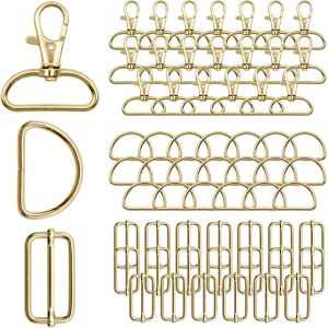 MEVRONISSHOP-60Pcs Set Attache Sangle Dore, Boucle Sangle, Mousqueton Sac A Main, Mousqueton Pivotant, Accessoire Sacs Bricolage, Accessoire Sangle Couture, Anneau Metal, Couture Accessoires Mercerie - Neuf