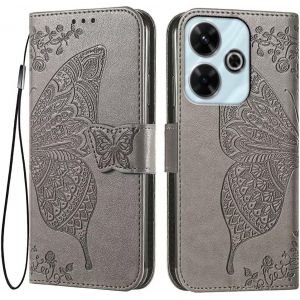 Kal-Coque Pour Redmi 13 (4g) / Poco M6 (4g) / Redmi 13 5g / Poco M6 Plus 5g (6.79"" Inches) Etui Flip Magnétique Avec 3 Fentes Pour Cartes 1 Portefeuille, Housse - Gris - Neuf