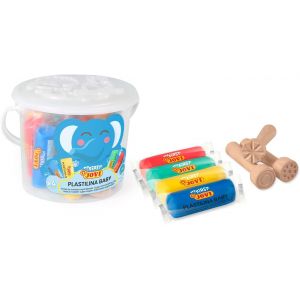KALANKA-- Pâte à modeler extra-sople, Plastilina baby, ne se dessèche pas, 8 x 38gr, 4 couleurs + 3 tampons en bois (P731A) - Neuf