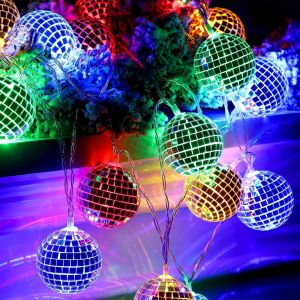 KAL-Guirlande Lumineuse À 20 Boules Disco À Led - 300 Cm - Pour Fête Disco - Mini Boules Disco - Décoration D'Arbre - Guirlande Lumineuse Orientale Marocaine - Neuf