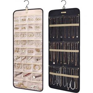 De Stockage De Rouler Avec Le Cintre Crochets En Métal Double Face De Bijoux Support Pour Boucles D'oreilles, Des Colliers, Des Bagues Sur Placard, Mur, Porte, Grand, Noir - Neuf
