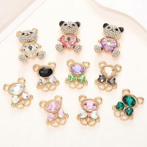Nouveau Cristal Gemme Ours Bijoux Accessoires Fait À La Main Diamant Soins Ours Bricolage Téléphone Portable Étui Trou Accessoires De Chaussures Autocollants 10 Feuilles - Neuf