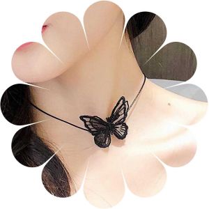 Kal-Collier Ras Du Cou Papillon En Cuir Boho Collier Papillon En Dentelle Vintage Collier Ras Du Cou En Cuir Fin Noir Collier Gothique Noir Bijoux Pour Femmes Et Filles Cadeaux - Neuf
