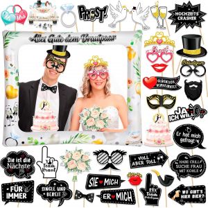 34 Pi&iquest;&iquest;Ces De Accessoires Photo De Mariage Cadre Photo Gonflable De Mariage Photomaton De Mariage Accessoires De Mariage Pour La D&iquest;&iquest;Coration De Mariage - Neuf