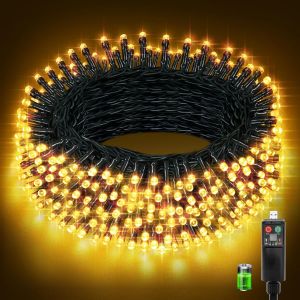 Jgd-Guirlande Lumineuse,Guirlande Lumineuse Exterieure Rechargeable Usb Avec 1200mah Batterie,20+3m 200led Guirlande Exterieur,8 Modes,Minuterie,Fonction M&eacute;moire,&Eacute;tanche Ip44 No&euml;l Decoration,Blanc Ch - Neuf