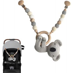 SUBZONAL-Cha&icirc;ne De Poussette en Bois Et Coton Au Croche, 44 x 7 cm Jouet Nouveau N&eacute; Cha&icirc;ne Mobile en Bois, Fille Gar&ccedil;on Cha&icirc;nettes De Poussette Montessori - Neuf