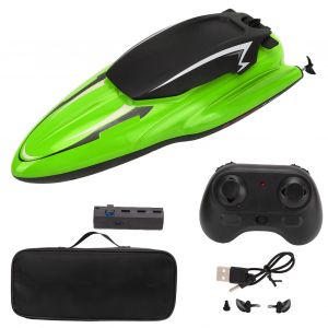 Bateau telecommande, bateau RC, etanche, haute vitesse, modele de bateau a moteur, jouet pour enfants de plus de 8 ans, vert, 2 piles - Neuf