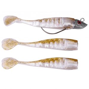 Lot De 3 Leurres Souples Artificiels Pour La Peche Cotiere Et Le Bateau (Blanc Et Jaune) - Neuf