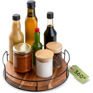 Eryi-Plateau Tournant - En Bois Durable Fsc® - Rotation À 360° - Organisateur Lazy Susan - Petite - Base Antidérapante - Rangement Pour La Cuisine - Neuf