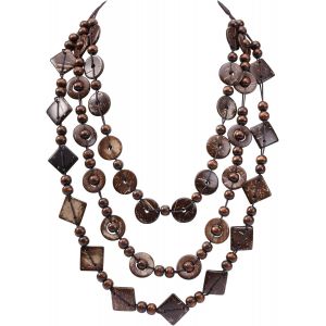 Kal-Mialkoo Chunky Bois Collier Pour Les Femmes &Agrave; Long R&eacute;tro Stratifi&eacute; Collier Choker D&eacute;claration Brune Jewerly - Neuf