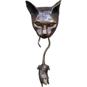 Chat Et Souris Sculpture Murale Heurtoir De Porte D'entr&eacute;e Heurtoir D&eacute;coration Murale R&eacute;sine Ornement Pendentif Statue De Fer Animal Heurtoir De Porte Pour Le Salon Be - Neuf