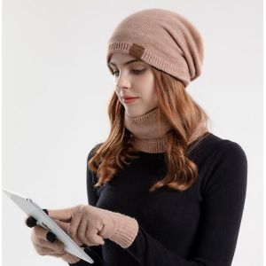 Chapeau Tricot&eacute; Hiver Des Femmes Bonnet Echarpe Gants Costume Trois-Pi&egrave;ces Les Femmes De La Mode Nouvelle Arriv&eacute;e Couleur Unie &Eacute;paissi Casquette Cache-Oreilles - Neuf